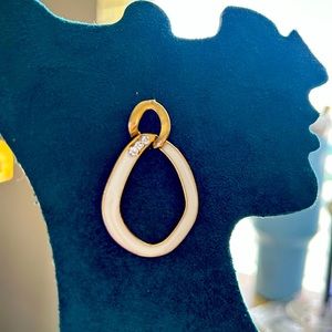 Gold and white earrings large